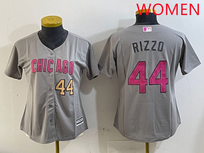 Women Chicago Cubs #44 Rizzo Grey Fashion Game 2025 Nike MLB Jersey style 3